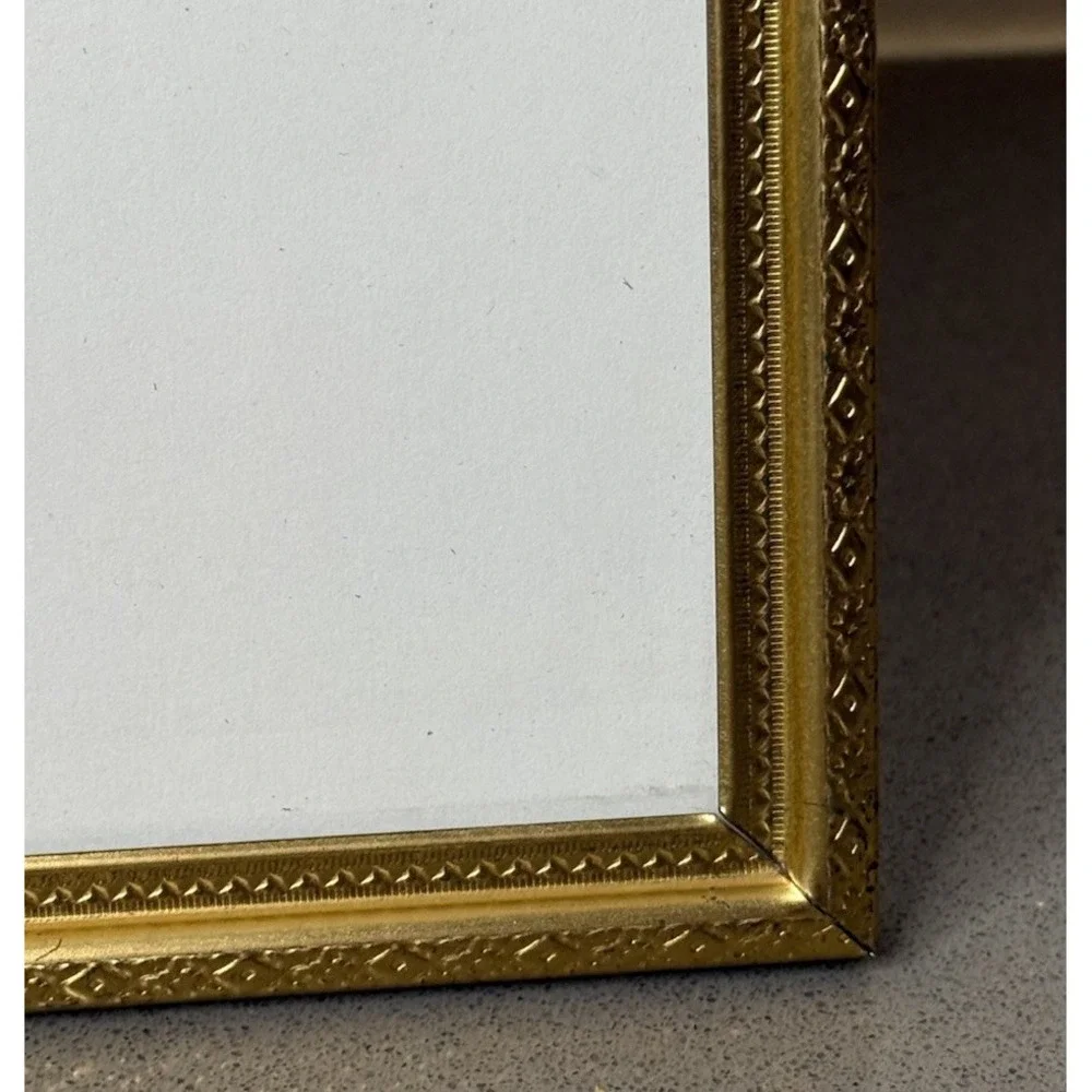 Vintage MCM Art Deco Brass Metal Picture Frame Gold Tone 8 x 10 w/ Glass GUC